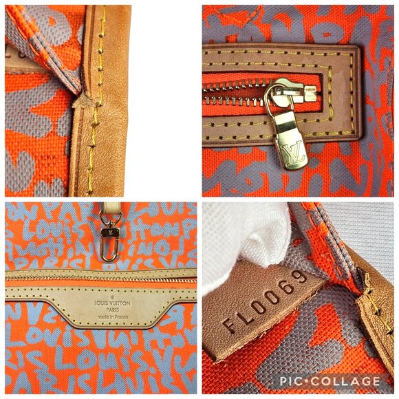 LOUIS VUITTON NEVERFULL 2009 GM Graffiti Stephen Sprouse LV Monogram Orange Bag - Picture 8 of 16